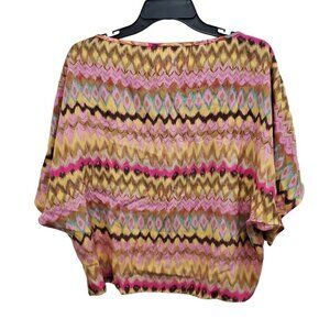 Gender Bias Women's‎ Multicolor Boho Silk Reverse Dye Oversized Dolman Blouse S